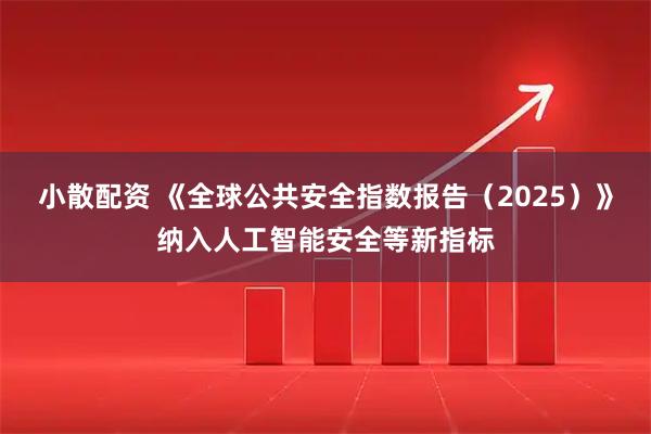 小散配资 《全球公共安全指数报告（2025）》纳入人工智能安全等新指标